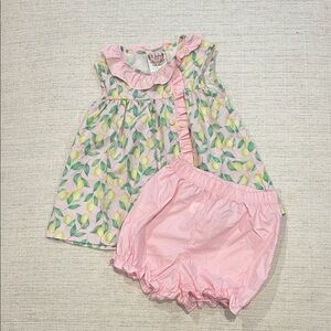 Pink and Green Lemon Print Kids Set